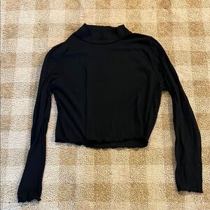 Cotton On Black Ribbed Mock Neck Top